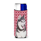 Hearts Love And Valentine'S Day Alaskan Malamute Ultra Beverage Insulators For Slim Cans Kj1189Muk
