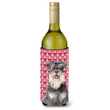 Hearts Love And Valentine'S Day Schnauzer Wine Bottle Beverage Insulator Hugger Kj1192Literk