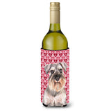 Hearts Love And Valentine'S Day Schnauzer Wine Bottle Beverage Insulator Hugger Kj1193Literk