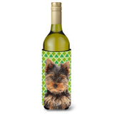 St. Patrick'S Day Shamrock Yorkie Puppy / Yorkshire Terrier Wine Bottle Beverage Insulator Hugger Kj1202Literk