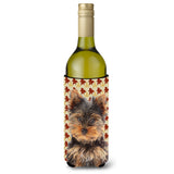 Fall Leaves Yorkie Puppy / Yorkshire Terrier Wine Bottle Beverage Insulator Hugger Kj1209Literk