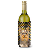 Candy Corn Halloween Yorkie / Yorkshire Terrier Wine Bottle Beverage Insulator Hugger Kj1212Literk