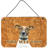 Caroline'S Treasures Jack Russell Terrier Wipe Your Paws Wall Or Door Hanging Prints, 8 X 12