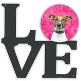Pink Jack Russell Terrier Metal Wall Artwork Love Kj1226Pkwalv