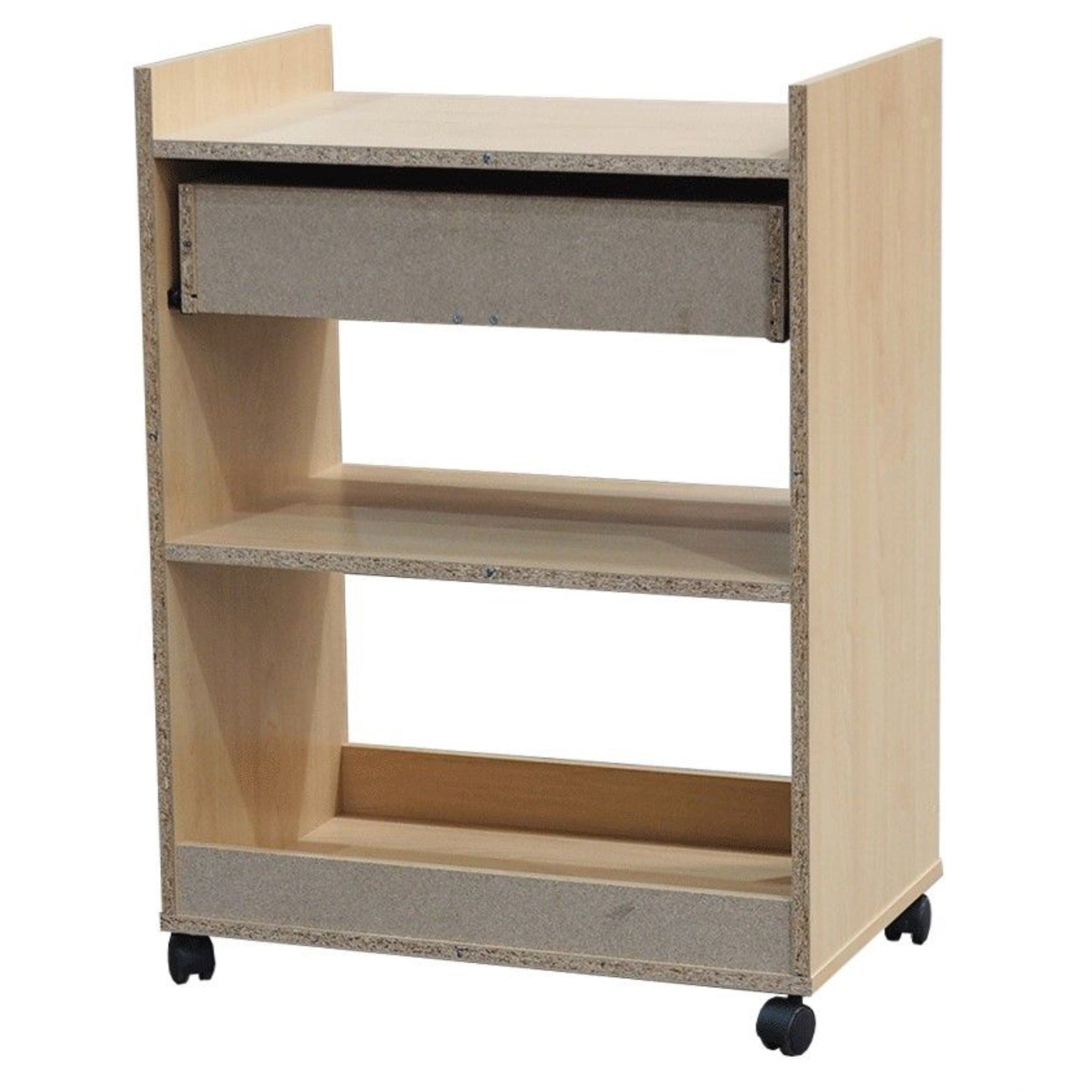 Centennial Wheeled Kitchen Island Microwave Serving Cart With Storage, Beech Wood