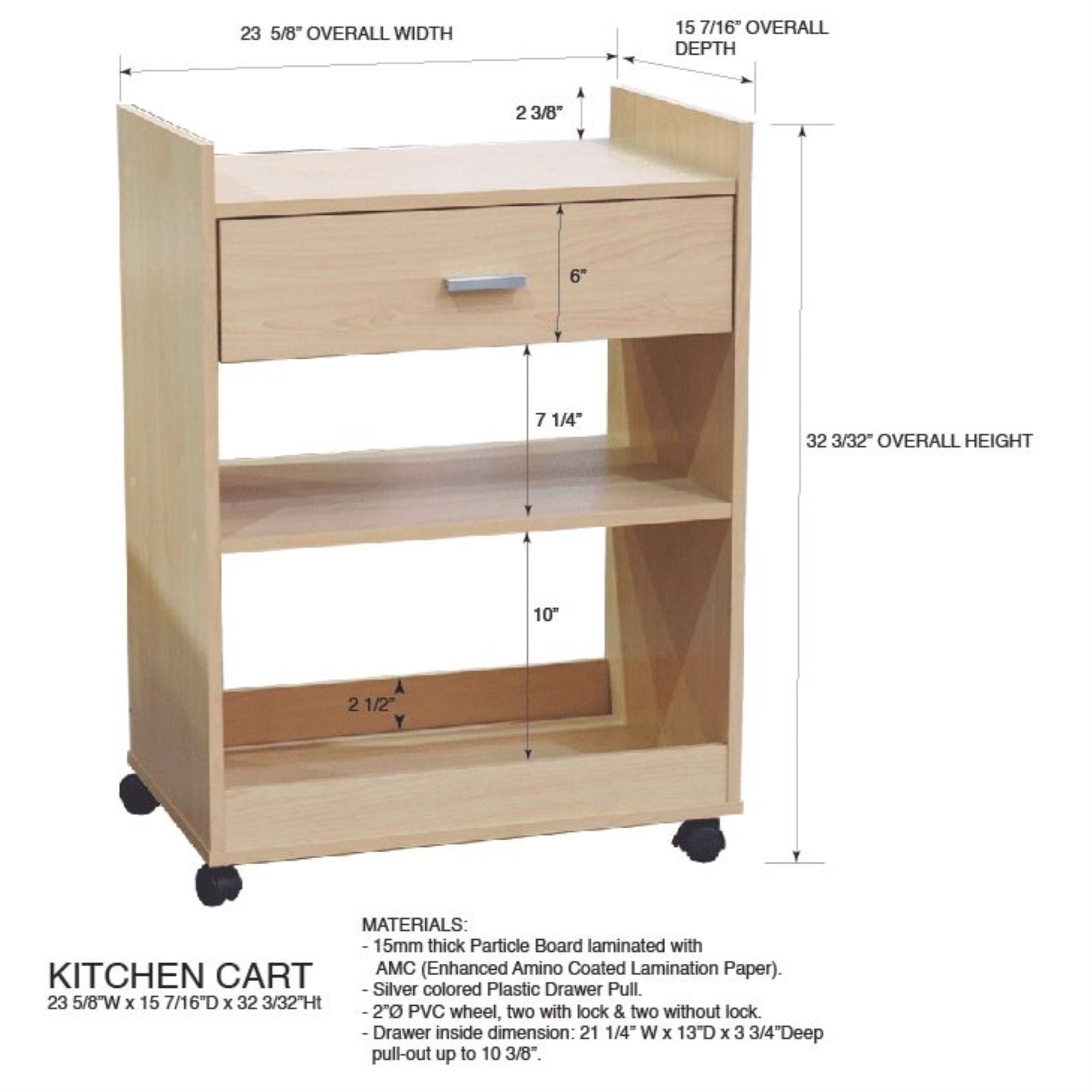 Centennial Wheeled Kitchen Island Microwave Serving Cart With Storage, Oak Black Wood