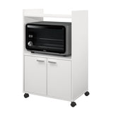 Centennial Wheeled Kitchen Island Microwave Storage Cabinet, White Wood