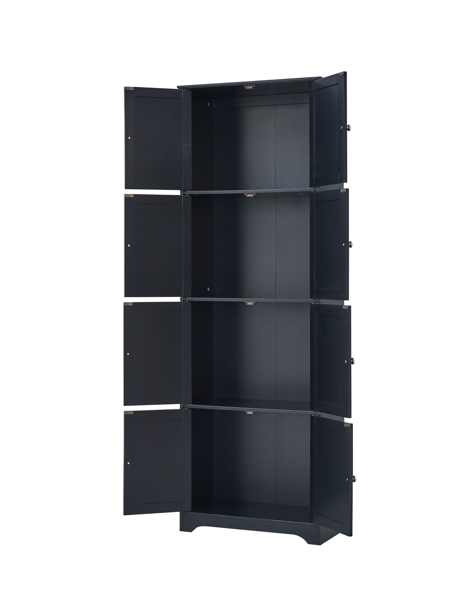 Burnham 4 Tier Contemporary Kitchen Pantry Storage Cabinet, Black Wood