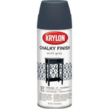 K04104007 Krylon CHALKY FINISH 12 Oz. Ultra Matte Chalk Spray Paint, Anvil Gray