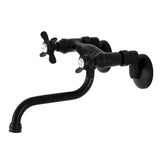 Kingston Brass Ks116Mb Adjustable Center Wall Mount Bathroom Faucet, Matte Black