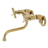 Kingston Brass Ks116Pb Adjustable Center Wall Mount Bathroom Faucet, Polished Brass