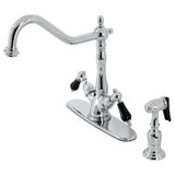 Kingston Brass Ks1231Pklbs Mono Deck Mount Kitchen Faucet With Brass Sprayer, Cp