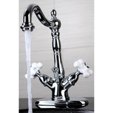 Kingston Brass Ks1431Px Heritage Two-Handle Bathroom Faucet With Brass Pop-Up And Cover Plate, Polished Chrome