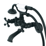 Kingston Brass Ks265Mb Vintage Adjustable Center Tub Wall Mount Clawfoot Tub Faucet, Matte Black