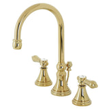 Kingston Brass Ks2982Bal Heirloom Widespread Bathroom Faucet With Brass Pop-Up, Polished Brass