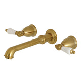 Kingston Brass Ks7127Pl 8-Inch Center Wall Mount Bathroom Faucet, Brushed Brass