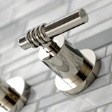 Kingston Brass Ks8126Ml Milano 2-Handle 8 In. Wall Mount Bathroom Faucet, Polished Nickel
