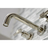 Kingston Brass Ks8126Ml Milano 2-Handle 8 In. Wall Mount Bathroom Faucet, Polished Nickel