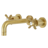 Kingston Brass Ks8127Bex Essex 2-Handle 8 In. Wall Mount Bathroom Faucet, Brushed Brass