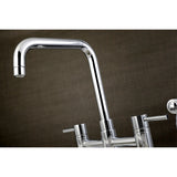 Kingston Brass Ks8281Dlbs Concord Two-Handle Bridge Kitchen Faucet With Brass Side Sprayer, Polished Chrome