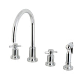 Kingston Brass Ks8721Dxbs Concord 8-Inch Widespread Kitchen Faucet With Brass Sprayer, Polished Chrome