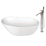 Aqua Eden KTRS592928A1 59Inch Acrylic Single Slipper Freestanding Tub Combo with Faucet, White/Polished Chrome