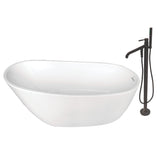 Aqua Eden KTRS592928A5 59Inch Acrylic Single Slipper Freestanding Tub Combo with Faucet and Drain, White/Oil Rubbed Bronze