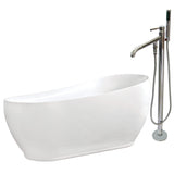 Aqua Eden KTRS723432A1 71Inch Acrylic Single Slipper Freestanding Tub Combo with Faucet and Drain, White/Polished Chrome