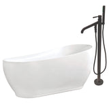 Aqua Eden KTRS723432A5 71Inch Acrylic Single Slipper Freestanding Tub Combo with Faucet and Drain, White/Oil Rubbed Bronze
