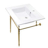 Kingston Brass KVPB252271BB Edwardian 25Inch Console Sink Set, White/Brushed Brass