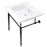 Kingston Brass KVPB252271MB Edwardian 25Inch Console Sink Set, White/Matte Black