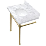 Kingston Brass KVPB30M87ST Dreyfuss 30Inch Console Sink Set, Marble White/Brushed Brass