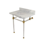 Kingston Brass KVPB30MA7 Templeton 30X22 Carrara Marble Vanity Top with Clear Acrylic Feet Combo, Carrara Marble/Brushed Brass