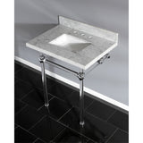 Kingston Brass Kvpb30Masq1 Templeton 30X22 Carrara Marble Vanity Top With Clear Acrylic Feet Combo, Carrara Marble/Polished Chro