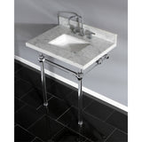 Kingston Brass Kvpb30Masq1 Templeton 30X22 Carrara Marble Vanity Top With Clear Acrylic Feet Combo, Carrara Marble/Polished Chro