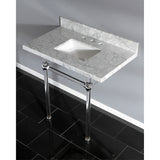 Kingston Brass Kvpb36Masq1 Templeton 36X22 Carrara Marble Vanity Top With Clear Acrylic Feet Combo, Carrara Marble/Polished Chro