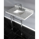Kingston Brass Kvpb36Masq1 Templeton 36X22 Carrara Marble Vanity Top With Clear Acrylic Feet Combo, Carrara Marble/Polished Chro