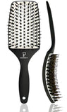 INATEKPRO Curved Vented Boar Bristle Detangler Brush - WHITE | LARGE