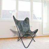 Amerihome Genuine Leather Butterfly Chair - Light Tan