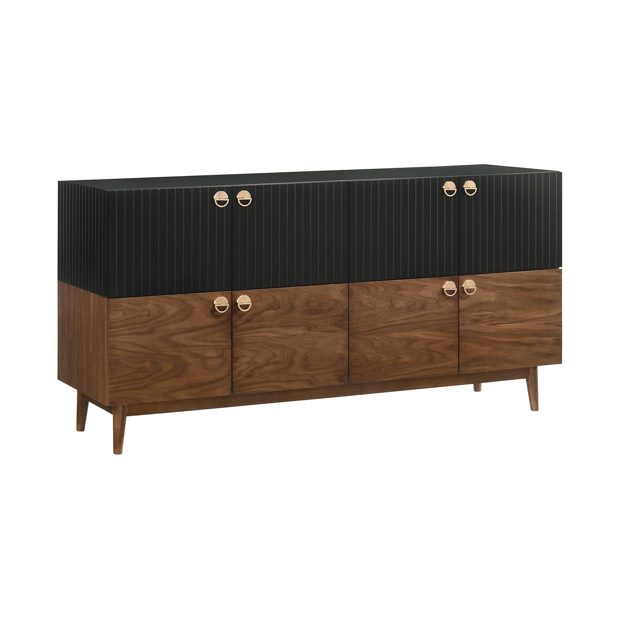 Amigo Black Veneer And Walnut Wood Buffet
