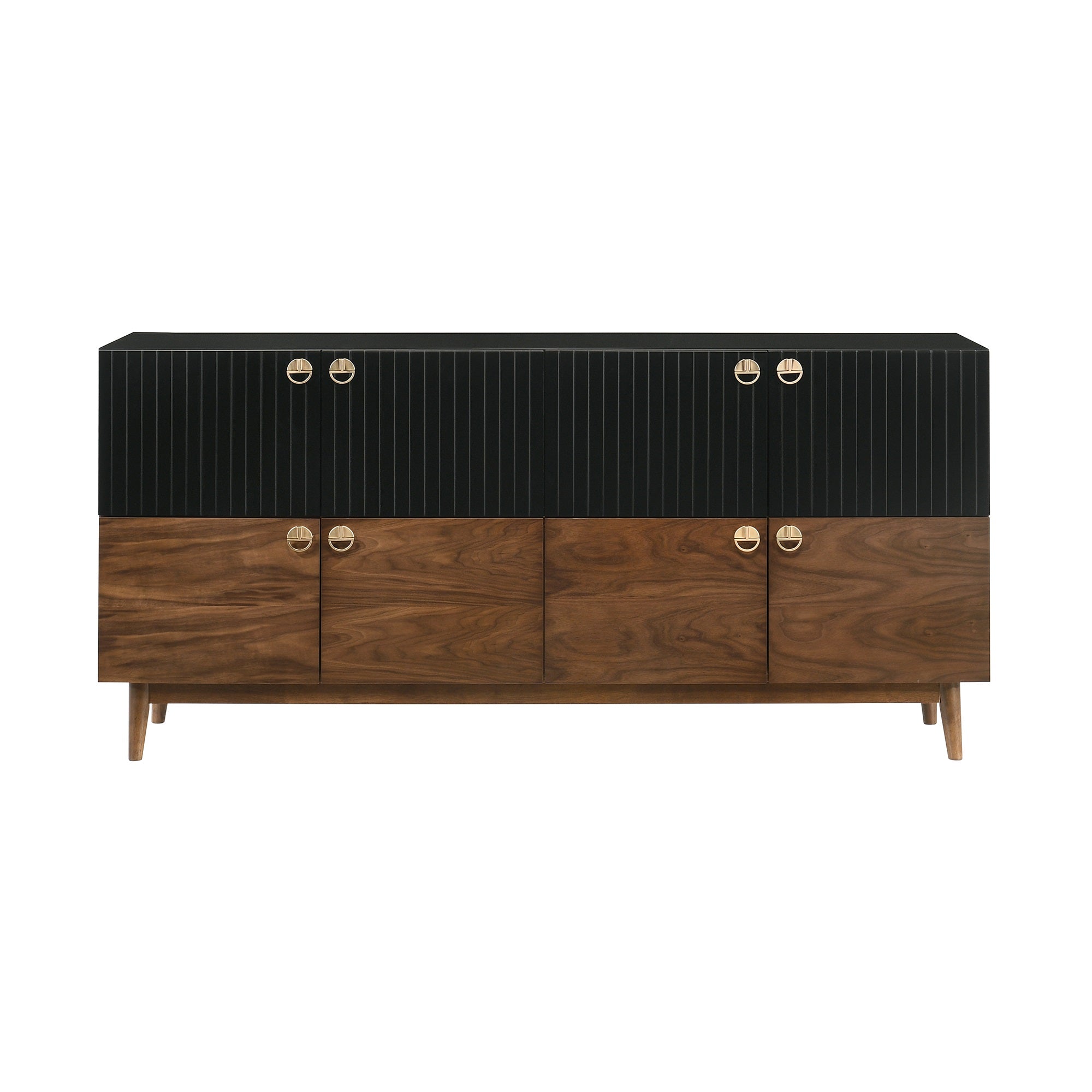 Amigo Black Veneer And Walnut Wood Buffet