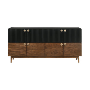 Amigo Black Veneer And Walnut Wood Buffet