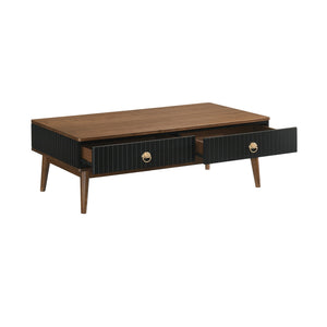 Amigo Black Veneer And Walnut Wood Coffee Table