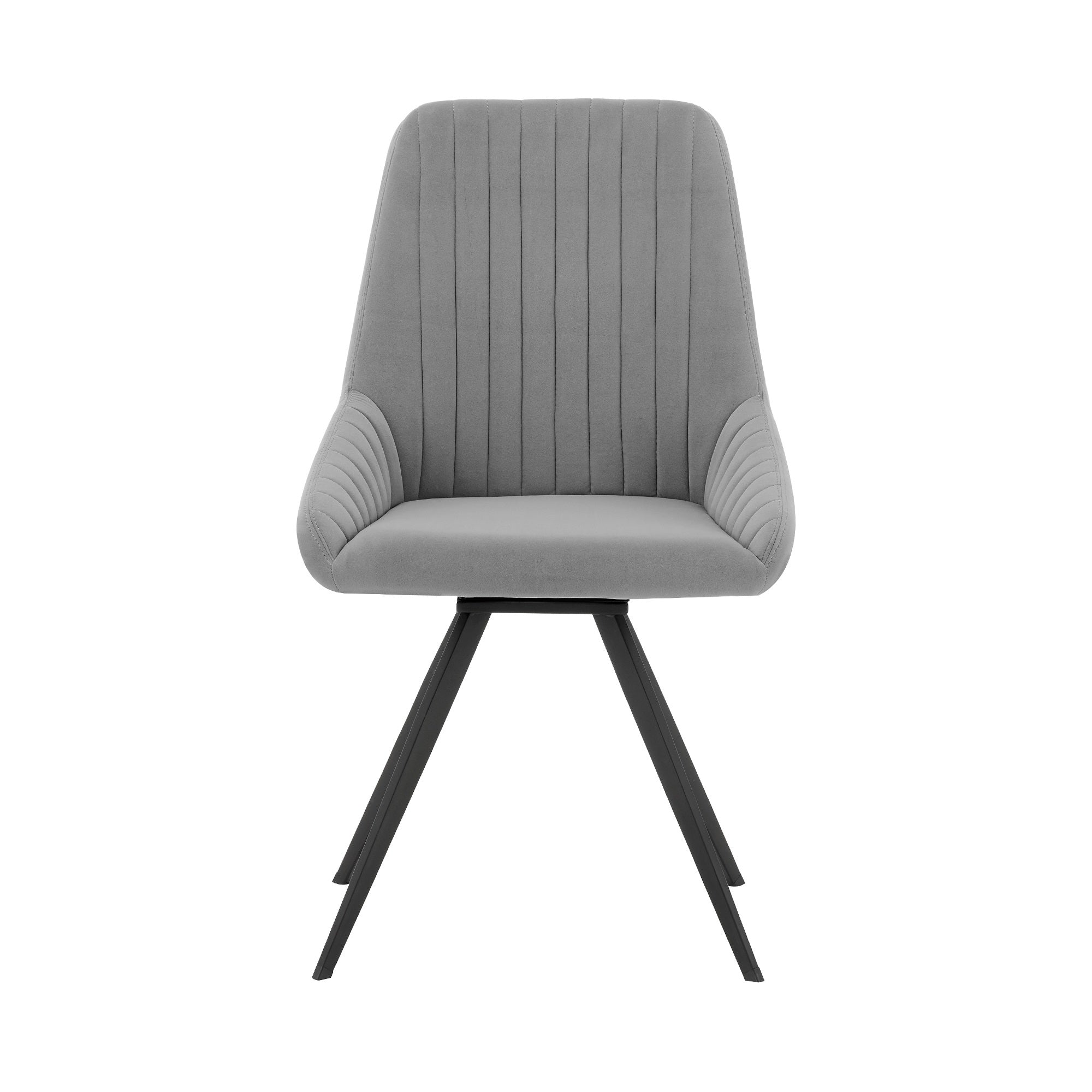 Alison Swivel Gray Velvet And Metal Dining Room Chairs - Set Of 2