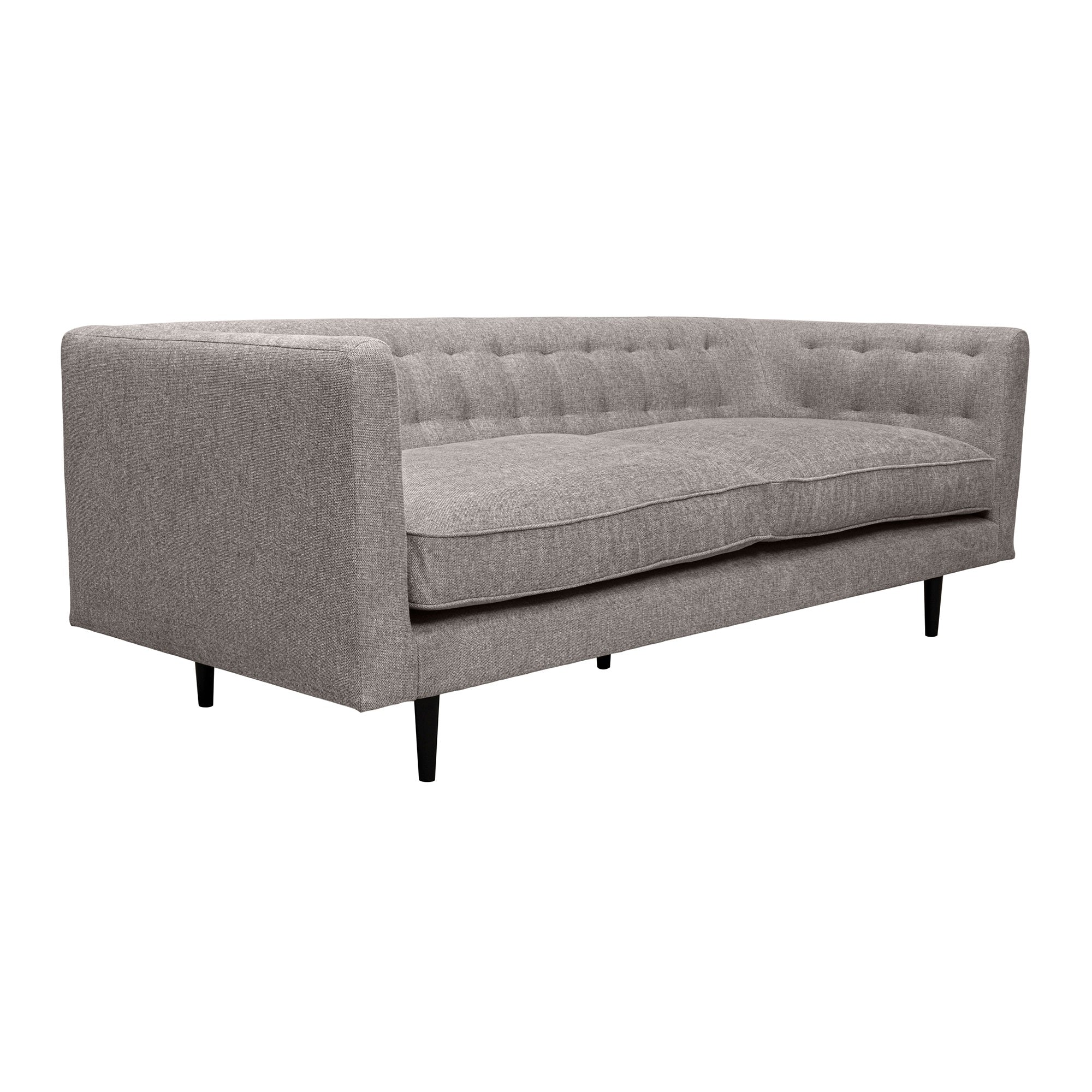 Annabelle 80'' Gray Fabric Sofa With Black Wood Legs