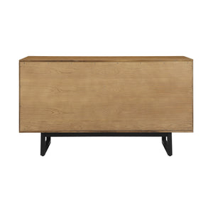 Aldo 4 Drawer Dresser In Brown Oak Wood With Black Metal Legs
