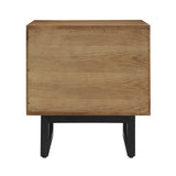 Aldo 1 Drawer Nightstand In Brown Oak Wood With Black Metal Legs