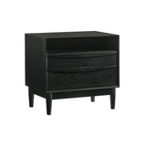 Artemio 2 Drawer Wood Nightstand With Shelf In Black Finish