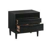 Artemio 2 Drawer Wood Nightstand With Shelf In Black Finish
