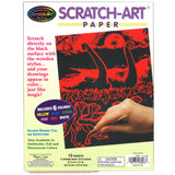 Solid Color Scratch-Art Paper, 12 sheets with stick